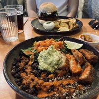 Mexican Bowl and Seitan Burger  at Kind Kitchen in Porto