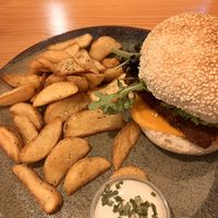 Crispy Seitan & Bacon Burger  at Kind Kitchen in Porto