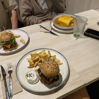 Seitan burger and francesinha   at Kind Kitchen in Porto