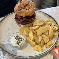 Bean burger (also good)  at Kind Kitchen in Porto