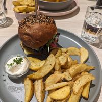 Chickpea and quinoa burger at Kind Kitchen in Porto