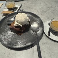 Brownie with vanilla ice cream  at Kind Kitchen in Porto