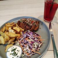 Drink was cold Hibiscus tea, very refreshing! at Kind Kitchen in Porto