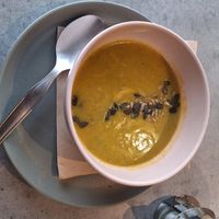 Pumpkin soup at Kind Kitchen in Porto
