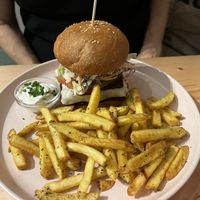 Seitan bacon burger  at Kind Kitchen in Porto