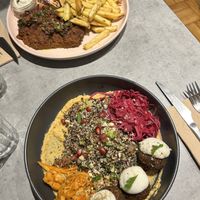 Chimichurri steak + middle east bowl  at Kind Kitchen in Porto
