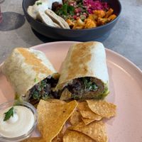 Burrito with seitan was just divine . Husband loved the salad bowl   at Kind Kitchen in Porto
