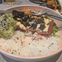 Salmon bowl (veg) at Kind Kitchen in Porto