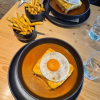 Vegan francesinha with fries at Kind Kitchen in Porto