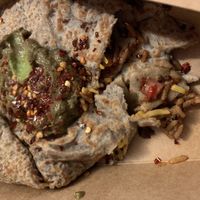 vegan spicy chicken wrap. at Crêpeaffaire in St Albans