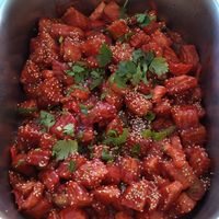 Vegetales y papás con salsa BBQ at 3V Comida Taiwanesa Vegetariana in San Salvador