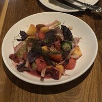 Peach,fennel, and heirloom tomato salad  at Butcher & Bee in Nashville