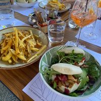 Bao buns with mushrooms and fries (without cheese and bacon) at The Garden Bar in Thessaloniki