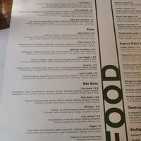 Menu with vegan options at The Garden Bar in Thessaloniki