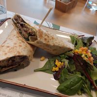 vegan tortilla with roasted vegetables and pesto at The Garden Bar in Thessaloniki