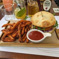 Vegan burger, delicious! at The Garden Bar in Thessaloniki