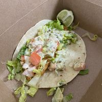 One vegan fish taco devoured because I was so hungry at Juice Tree in Baldwin