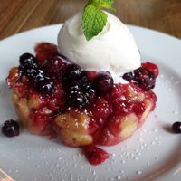Red fruit monkey bread with vanilla dairy free icecream at The Castle Grounds in Coventry