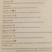 Takeaway menu at Masala Galley in Eaglehawk