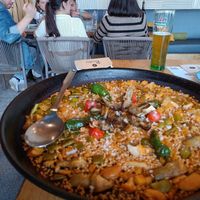 Vegan paella for three people at Portolito in Valencia