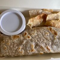 Small vegan burrito to go (salsa is in the container)  at Ima's Vegetarian Restaurant in Puerto Princesa