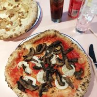 (Back) vegetarian blue cheese and pear (front) vegan portobello at PLY in Manchester