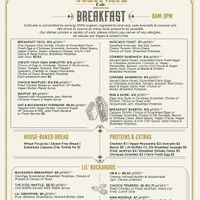 Breakfast menu at Cultivate Cafe in Jackson