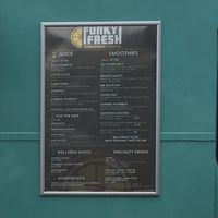 Menu at Funky Fresh Juice Co. in Vancouver