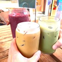 Cold Coffee Brew, Iced Matcha Latte, Love Child Smoothie  at Life Alive Organic Cafe - Back Bay - Boylston St in Boston