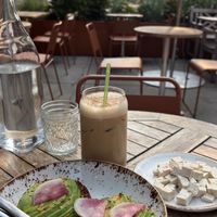 Tahini latte, avo toast, tofu  at Life Alive Organic Cafe - Back Bay - Boylston St in Boston