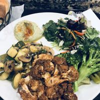 Had rice on the side too! Veggie platter -6 items at Andalous Mediterranean Grill in Irving