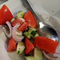 Greek salad (half eaten, sorry!) at Mezza Volta in Corfu