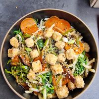 Udon bowl with fried tofu at Bom in Bouillon