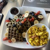 Match waffle with tofu scramble  at Green Culture in New Port Richey
