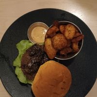 Vegan burger at Midgard Restaurant & Bar in Hvolsvollur
