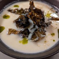 Vegan celeriac soup at Midgard Restaurant & Bar in Hvolsvollur