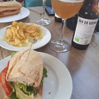 Vegan sandwich option. Chips were extra. at Suc de Lluna BioCafe in Valencia