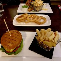 Fish and chips and seitan burger at The Royal Inn in Portishead