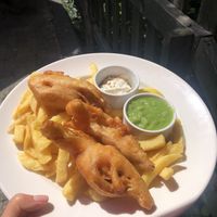 Banana blossom fish and chips  at The Royal Inn in Portishead