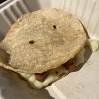 Quesadilla with bistek (soy) at La Chancita in San Francisco