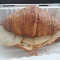 Vegan croissant with "ham and cheese" at The Healthy Hub Cafe in Cairns