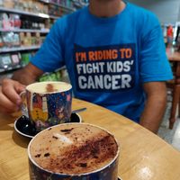 Cappuccino & tumeric latte at The Healthy Hub Cafe in Cairns