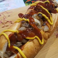 Beyond sausage Hot Dog - I loved it! at The Healthy Hub Cafe in Cairns
