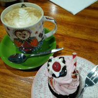 Strawberry milkshake cupcake (gluten-free) at The Healthy Hub Cafe in Cairns