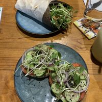New York Bagel and Chick’n Wrap at The Healthy Hub Cafe in Cairns