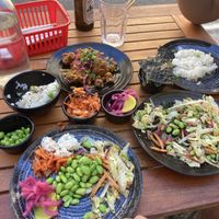Some of the sides (we ordered more sesame salad and edamame)  at Dangun in Bristol