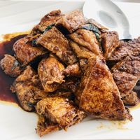 Three spices Chinese tofu dish! at Aixin Vegetarian 爱心素食 in Sandakan