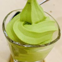 Vegan soy matcha green tea ice cream! You can really taste the matcha flavor and it is not too sweet! Superb! at Aixin Vegetarian 爱心素食 in Sandakan