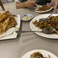 Deep fried mushrooms and noodles at Aixin Vegetarian 爱心素食 in Sandakan