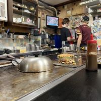   at Okonomiyaki Chitose in Osaka